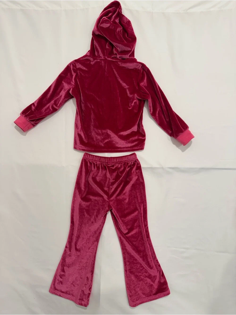 Girls Pink Velour Believe Hoodie & Flare Pants Set 5Y